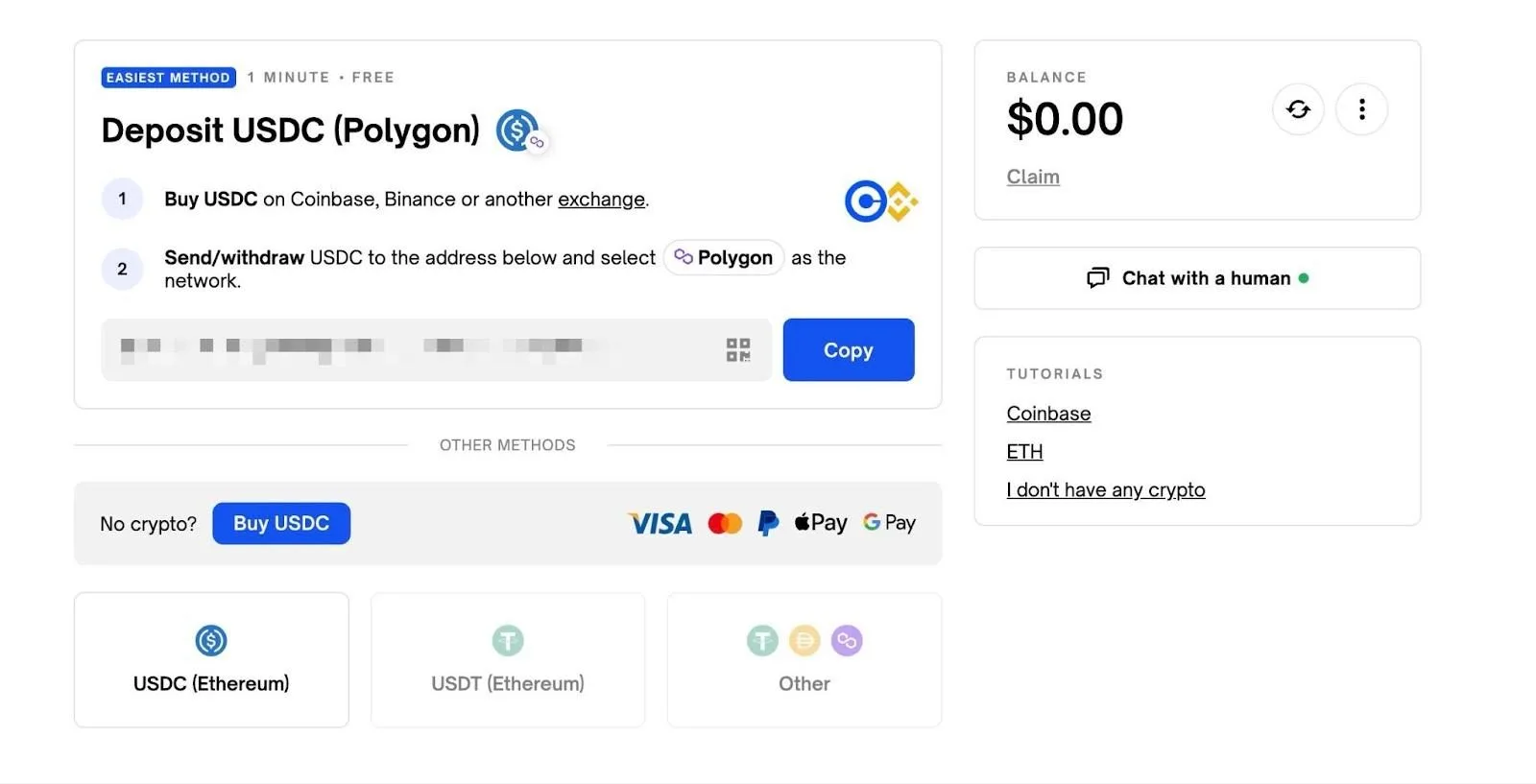 需充值Polygon版本的USDC